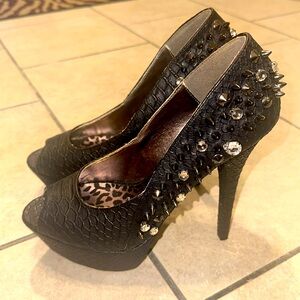 Dollhouse Studded & Bling Platform Pumps